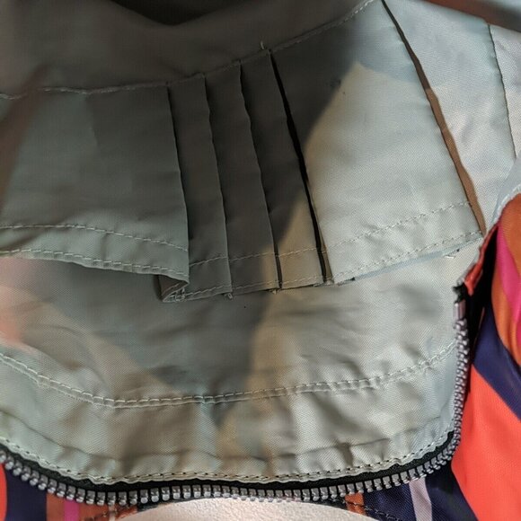 Kipling Striped Muticolor Shoulder Tote Bag Orange Green Large Canvas Straps - Picture 12 of 16